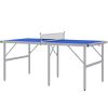 Soozier Mini Ping Pong Table Set for Outdoor and Indoor, Foldable Table Tennis Table with Net, 2 Paddles, 3 Balls, Adjustable Feet, Easy Assembly