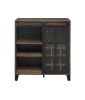 Rustic Oak and Black Wine Cabinet with Door