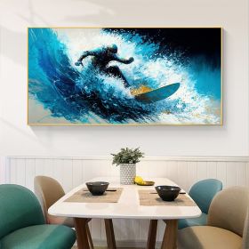 Hand Painted Oil Painting Original Surf Sports Oil Painting On Canvas Large Wall Art Abstract Surf Wall Art Blue Ocean Wave Painting Custom Painting H (Style: 01, size: 150x220cm)