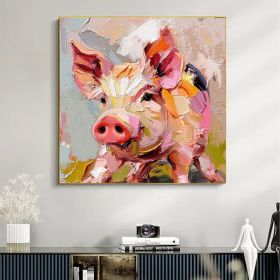 Pig Oil Painting on Canvas Cub Animals Original Art Rustic Animals Artwork Pet Portrait Gifts for Pets (Style: 01, size: 140x140cm)