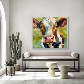 Cow Oil Painting Cow Portrait Original Art Farm Animals Wall Art Father's Day Gifts (Style: 01, size: 80x80cm)