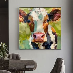 Cow Oil Painting Cow Portrait Original Art Farm Animals Wall Art Father's Day Gifts (Style: 01, size: 140x140cm)