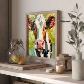 Cow Oil Painting Cow Portrait Original Art Farm Animals Wall Art Father's Day Gifts (Style: 01, size: 120x120cm)