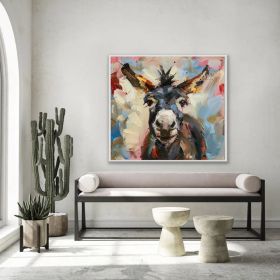 Donkey Portrait Canvas Painting Farm Animals Original Canvas Art Kids Room Decor Christmas Gifts (Style: 01, size: 80x80cm)
