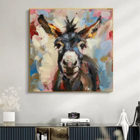 Donkey Portrait Canvas Painting Farm Animals Original Canvas Art Kids Room Decor Christmas Gifts (Style: 01, size: 140x140cm)
