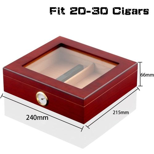 Cedar Wood Travel Cigar Humidor Box With Humidifier Hygrometer Humidor Cigar Box Case Glass Humidors Fit 20-30 Cigars