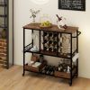 Dinning Supplies Bar Cart on Wheels with Hook & Glass Racks